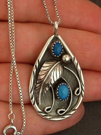 JFN  Inlaid Turquoise antique dyed black feather   Necklace