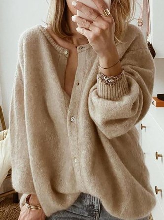 Casual Front Button Down Soft Sound Cardigan Sweater