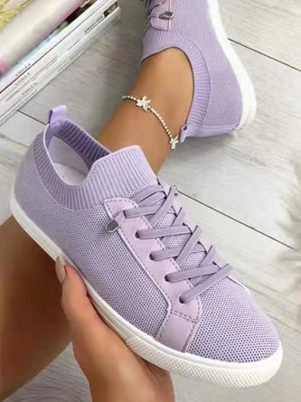 JFN  Candy-colored Flying Woven Lace-up Casual Shoes
