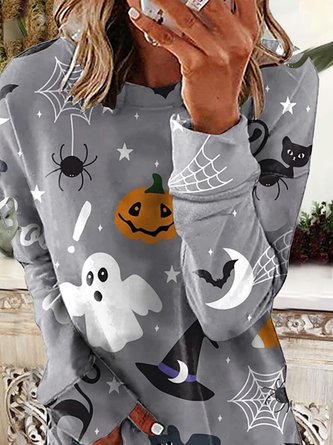 Women's Pullover Cat Prints Halloween Sweatshirts