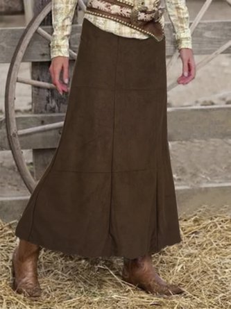 Loose Casual Faux Suede Skirts 