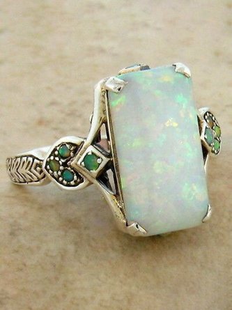 JFN  Vintage White Opal   Ancient Silver Ring
