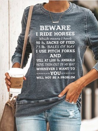 Crew Neck Letter Long Sleeve Sweatshirt