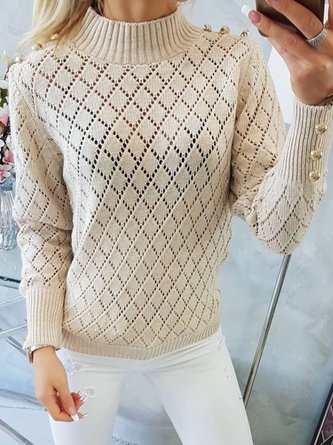 Casual High Neck Plain Sweater