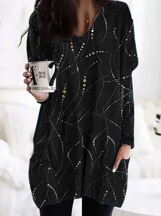 Abstract V Neck Slim Fit Dresses