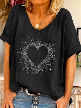 Geometric Loosen Casual Cotton Blends Shirt & Top