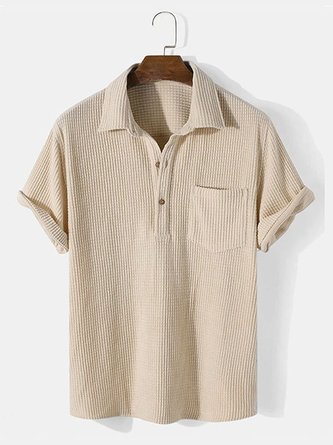 Men's Solid Color Plaid Loose Lapel Fashion Shirt