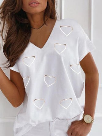 JFN V Neck Lace Puff Sleeves Daily Shirt