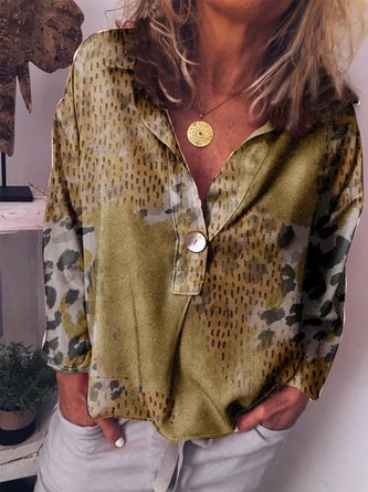 Leopard Print Featured Design Ladies Blouse