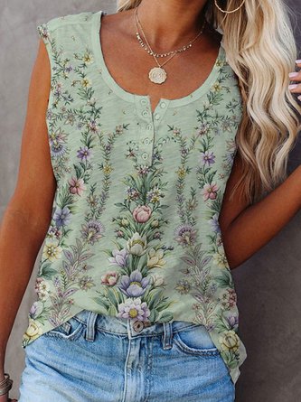JFN Round Neck Floral Vacation Top