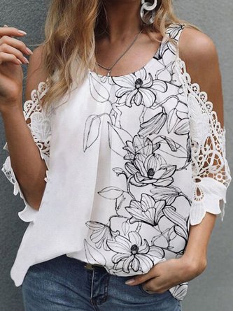 Floral Guipure Hollow Out Long Sleeve Tops