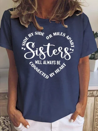 Letter Short Sleeve Tee T shirt Crew Neck Casual Summer Top