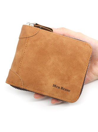 JFN  Men's Short Large Capacity Fashion Casual Frosted PU Wallet