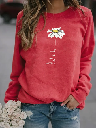 Women's Printing Casual Loose Pullover Long Sleeve Sweatshirt
