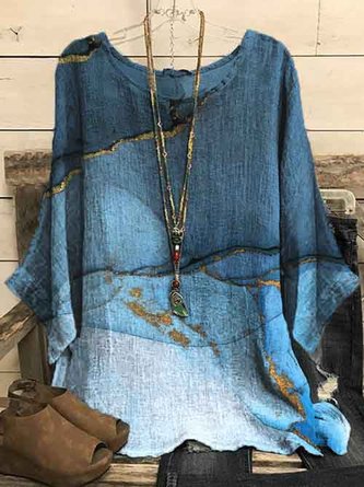 Casual Cotton Blends Abstract Top