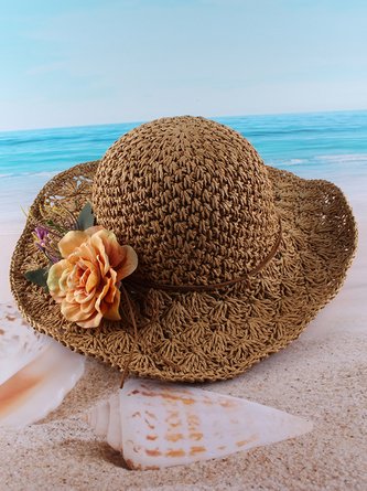 JFN  Vintage Boho Collapsible Woven Straw Dresses Hat
