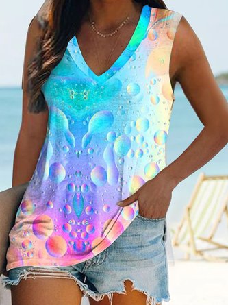 JFN V Neck Colorblock Casual Top