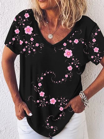 JFN Round Neck Floral Vacation T-Shirt/Tee