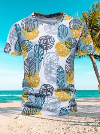 Men's Hawaiian Botanical Floral Short Sleeve T-Shirt