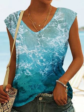 JFN V Neck Ocean Vacation T-Shirt/Tee