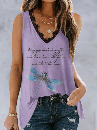 Casual V Neck Dragonfly Knit