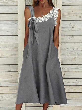 Elegant Lace Asymmetrical Neck Sleeveless Knitting Prom Dress