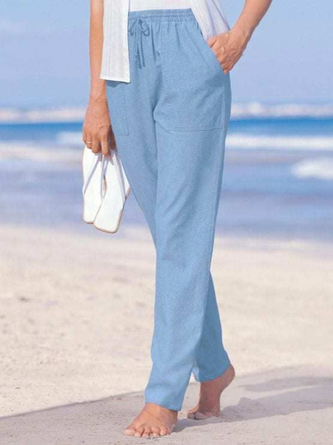 JFN Solid Pocketed Loosen Vacation Pants