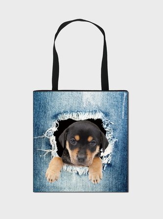 Dog Pattern Canvas Shopping Bag Eco Bag