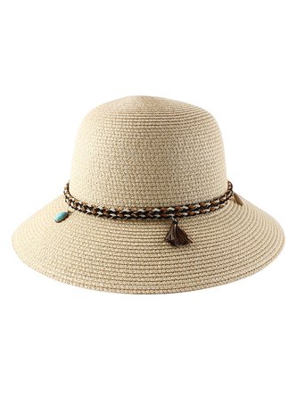 JFN Boho Beach Woven Turquoise Straw Hat Sun Hat