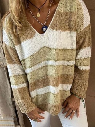 Casual Striped Long Sleeve Sweater