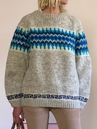 Geometric Tribal Long Sleeve Sweater