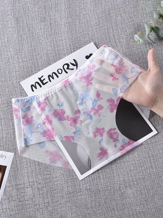 Sexy Perspective Breathable Floral Briefs Plus Size