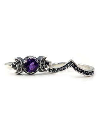 Moon Goddess Purple Crystal Multilayer Ring