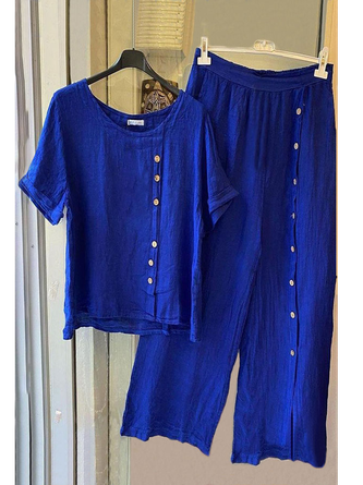 Plain Loosen Casual Two-Piece Set
