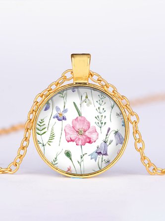 Spring Summer Floral Plant Time Jewelry Necklace