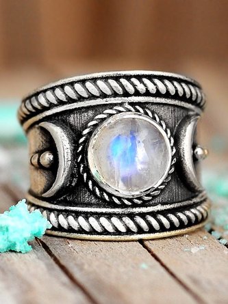 JFN Vintage Distressed Moonstone Embossed Ring