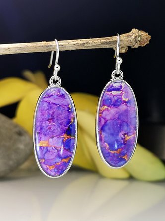 JFN Bohemian Resort Purple Gemstone Earrings