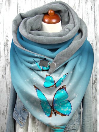 JFN Windproof Warm Butterfly Pattern Triangle Scarf Autumn and Winter Scarf