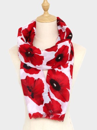 JFN Casual Red Floral Print Scarf Top Matching