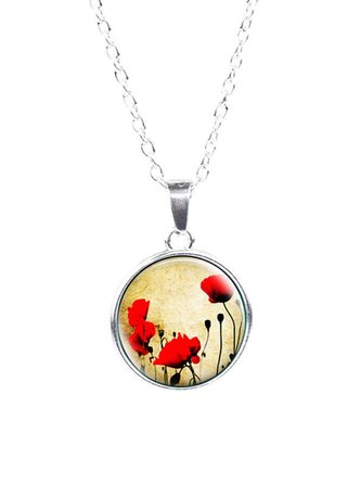 JFN Casual Red Floral Transparent Gemstone Necklace Sweater Chain