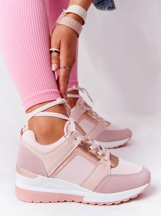 Paneled Breathable Synthetic Leather Lace-Up Sneakers