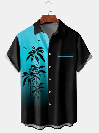 Coconut Tree Summer Hawaii Printing Commuting Regular Fit Buttons Regular Shirt Collar shirts for Men