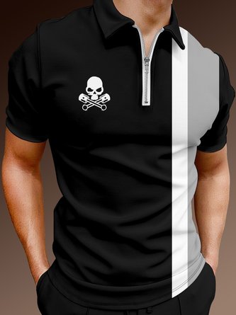 Geometric Casual Summer Polyester Printing Lightweight Household Short sleeve H-Line Polo shirt for Men