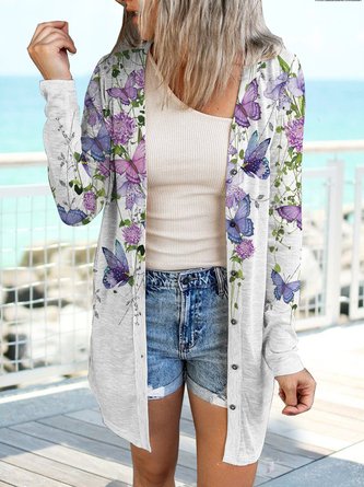 Butterfly leaf loose button cardigan topper plus size