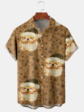 Cartoon Casual Autumn Polyester Micro-Elasticity Holiday Short sleeve H-Line Shirt Collar shirts for Men
