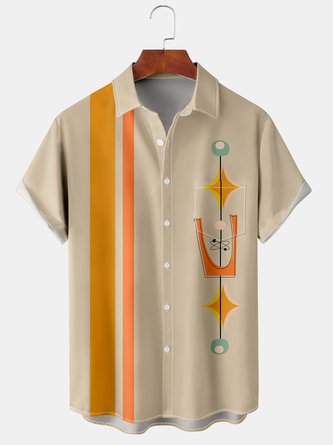 Colorblock Casual Winter Printing Micro-Elasticity Household Buttons Regular Shirt Collar shirts for Men