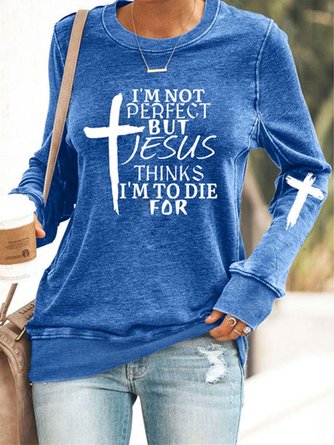 JFN Letter Crew Neck Long Sleeve Sweatshirt