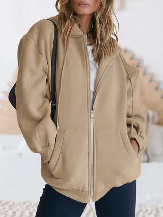 Women's Cute Hoodies Fall Jacket Oversized Sweatshirt Casual Drawstring Clothes Zip Hoodie with Pocket