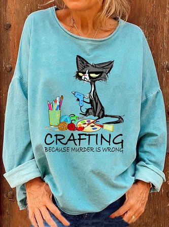 Loose Text Letter Crew Neck Sweatshirt