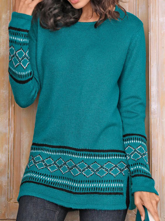 Crew Neck Wool/Knitting Regular Fit Sweater